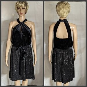 Cato Delicates NEW velvet sequin halter black party dress sz 22/24W